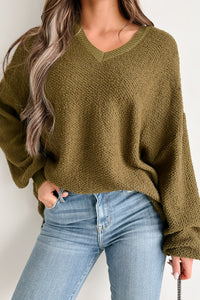 Sincerely Snuggly Hooded Popcorn Texture Sweater (Olive) - NanaMacs