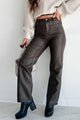 Baddie With An Attitude Washed Faux Leather Pants (Brown) - NanaMacs