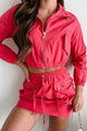 Early Start Crop Jacket & Mini Skirt Set (Fuchsia) - NanaMacs