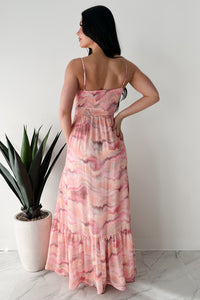 I Hope You Think Of Me Marble Printed Maxi Dress (Pink Multi) - NanaMacs