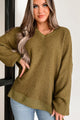 Sincerely Snuggly Hooded Popcorn Texture Sweater (Olive) - NanaMacs