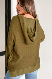 Sincerely Snuggly Hooded Popcorn Texture Sweater (Olive) - NanaMacs