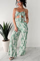 Serene Confidence Smocked Cut-Out Jumpsuit (Sage) - NanaMacs