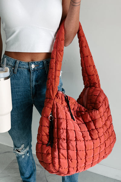 Ready For Takeoff Oversized Quilted Zenana Tote (Garnet Rose) - NanaMacs