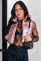 Dreaming In Stardust Metallic Puffer Vest (Pink) - NanaMacs