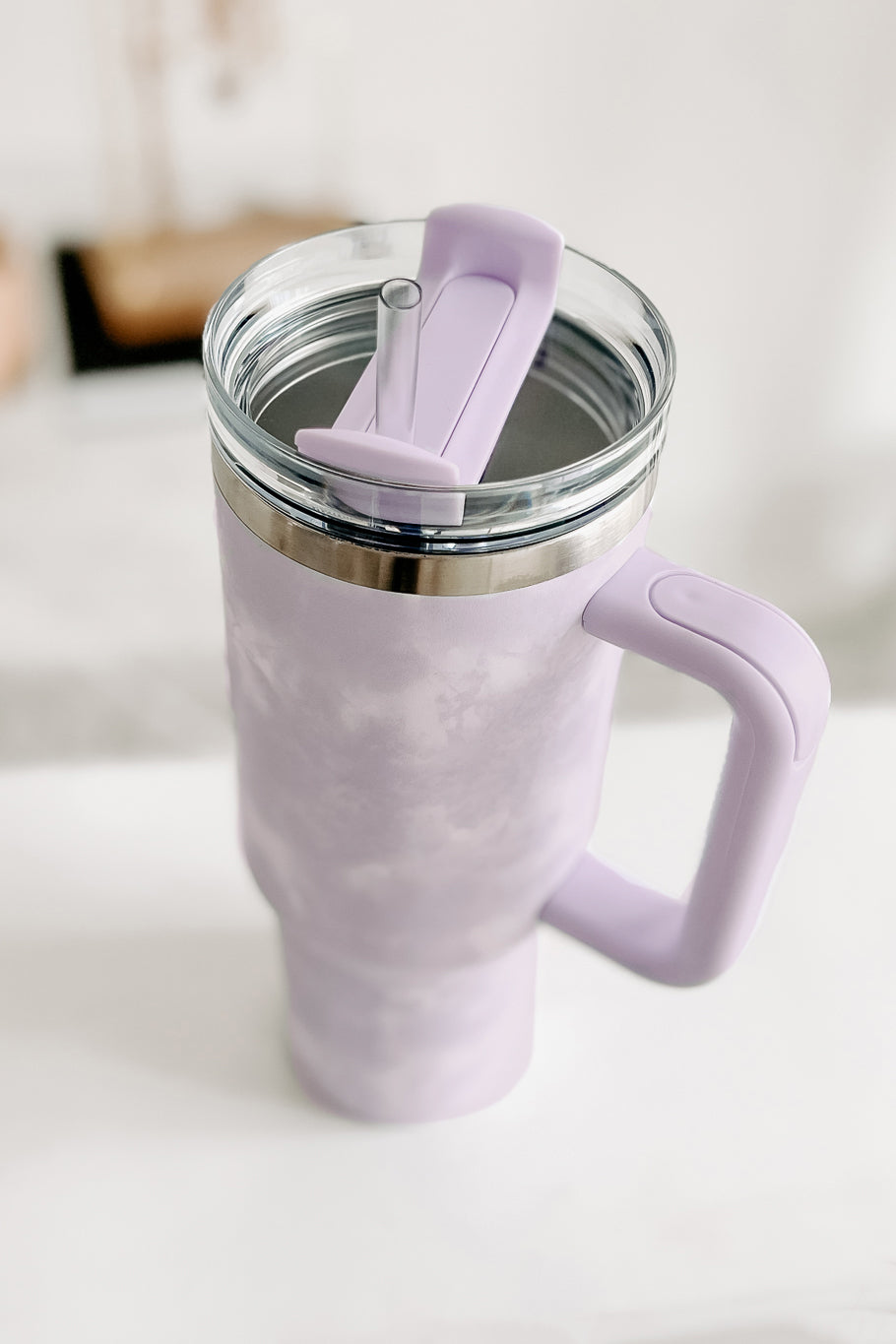 Stainless Steel Tumbler 40oz, Handle, Tie Dye, Straw, Coffee