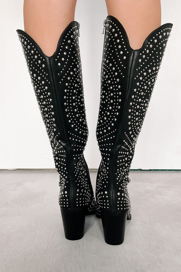 Ready To Get Rowdy Studded Western Boots (Black) - NanaMacs