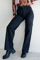 Janae High Rise Eunina Cargo Pants (Washed Black) - NanaMacs