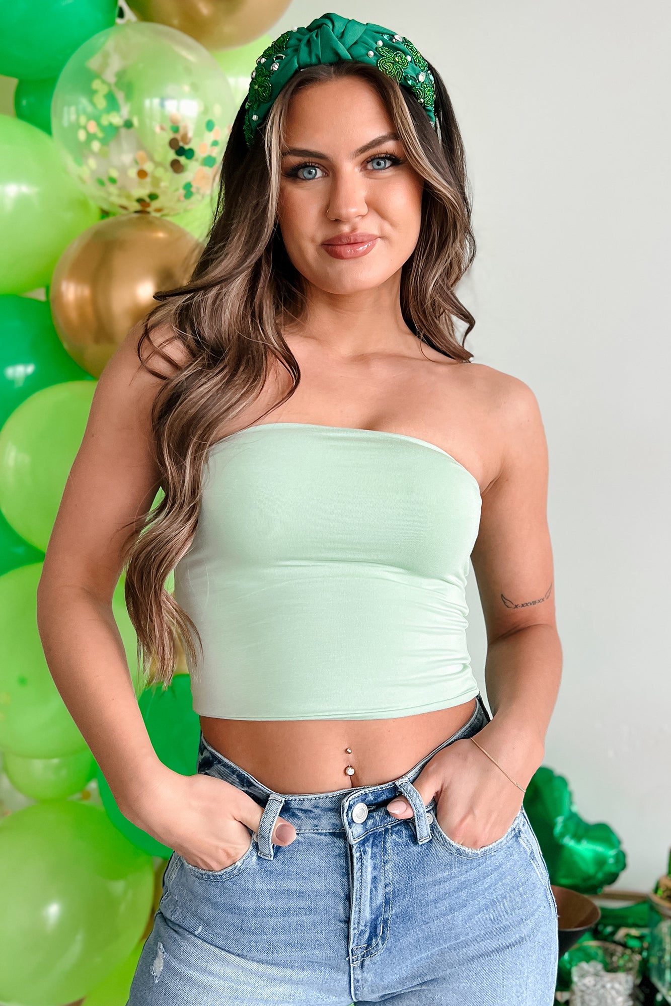 Someone Like Me Double-Lined Crop Tube Top (Sprout) - NanaMacs