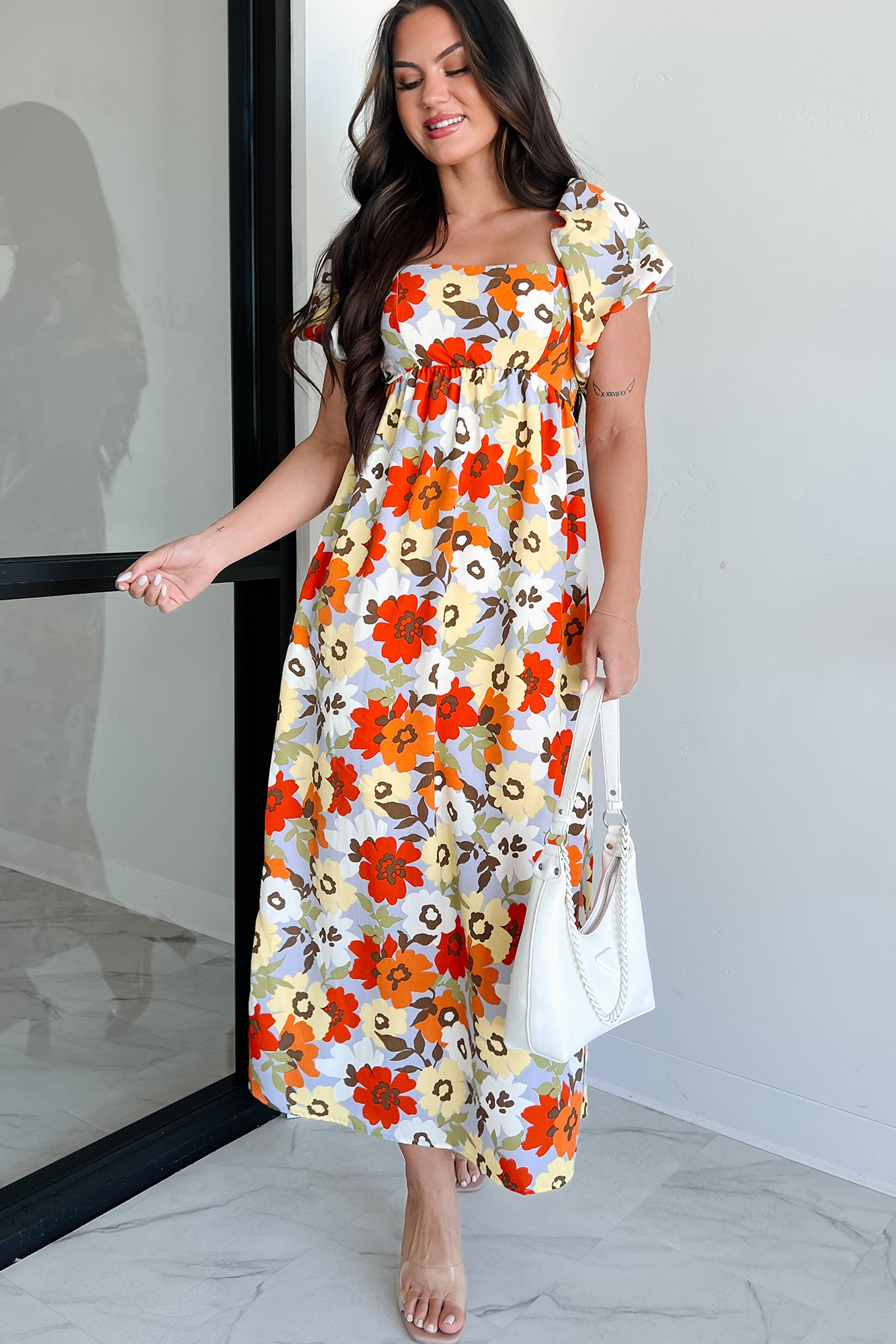 Never A Wallflower Floral Midi Dress (Multi) - NanaMacs