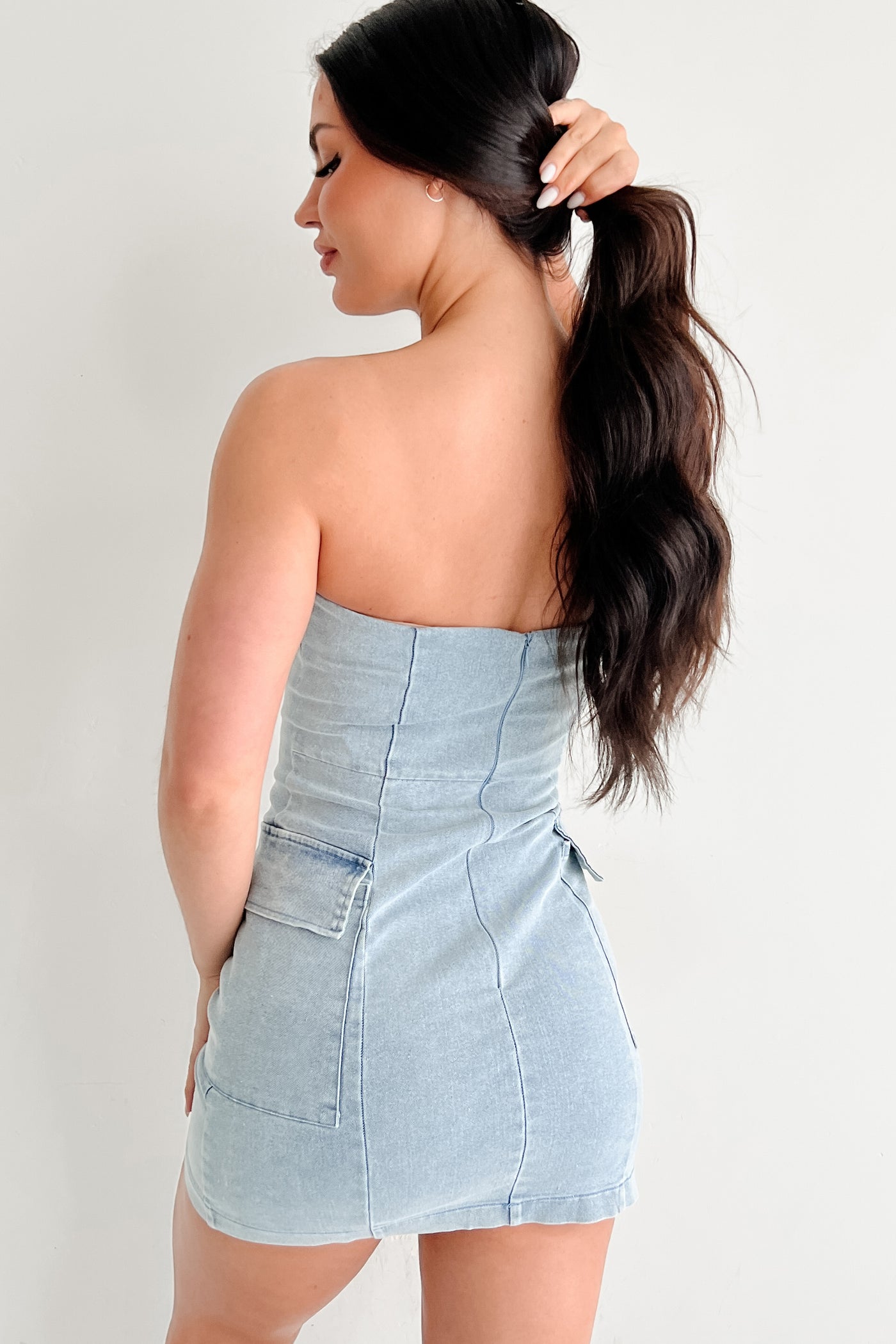 The Afternoon Edit Strapless Mini Dress (Denim) NanaMacs The Afternoon Edit Strapless Mini Dress (Denim) NanaMacs