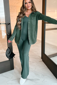 Keeping Positive Snap Button Shacket (Deep Forest) - NanaMacs