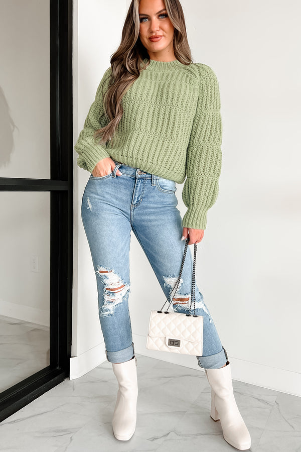 Hit Me With The Truth Chunky Knit Sweater (Matcha) - NanaMacs