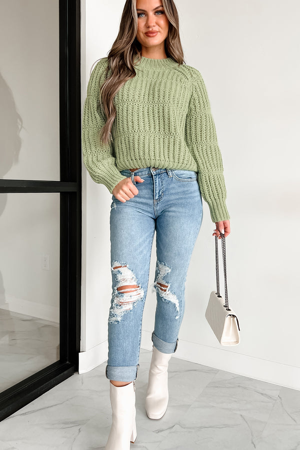 Hit Me With The Truth Chunky Knit Sweater (Matcha) - NanaMacs