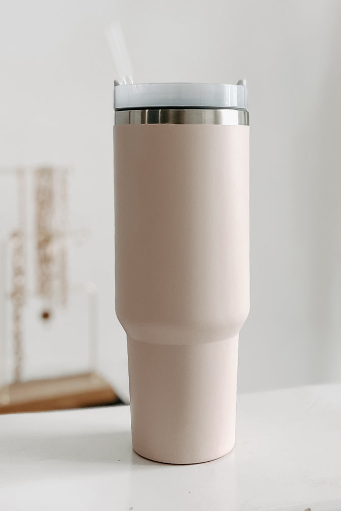 Stay Hydrated 40oz Solid Insulated Tumbler With Straw (Rose Quartz) - NanaMacs
