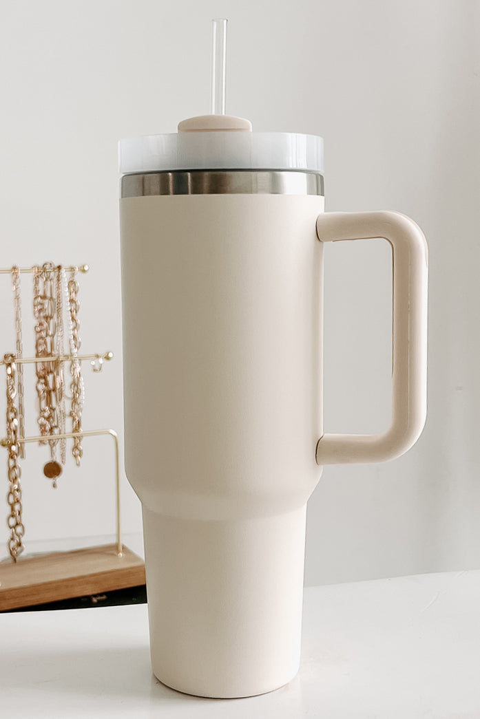 40 oz Beige Tumbler With Handle And Straw Lid, Large Insulated Slim  Tumblers, Simple Modern Stainles…See more 40 oz Beige Tumbler With Handle  And