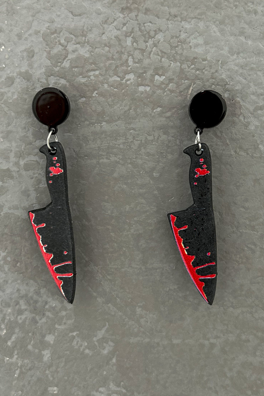 Frightfully Delightful Bloody Knife Earrings (Black) - NanaMacs