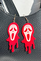 Don't Answer The Phone Glitter Scream Face Earrings (Red) - NanaMacs