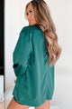 Trade Secrets Open Front Satin Blazer Jacket (Teal Green) - NanaMacs
