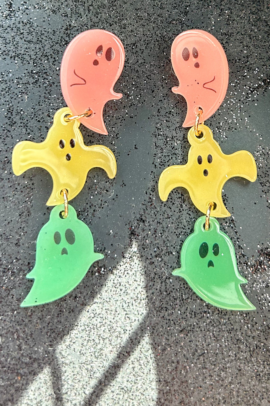 Scarytale Ending Glow In The Dark Dangle Earrings (Ghost Multi) - NanaMacs