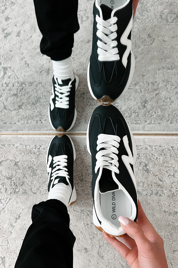 Cole Lace-Up Sneaker (Black/White) - NanaMacs