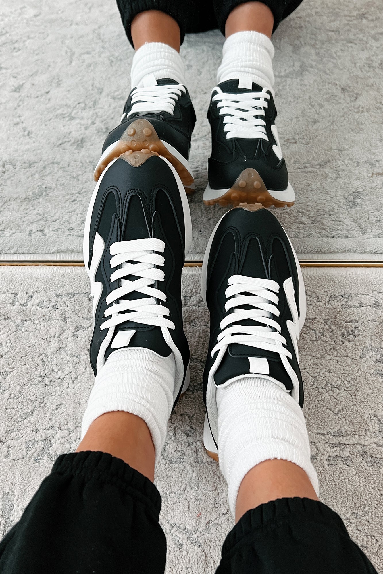Cole Lace-Up Sneaker (Black/White) - NanaMacs