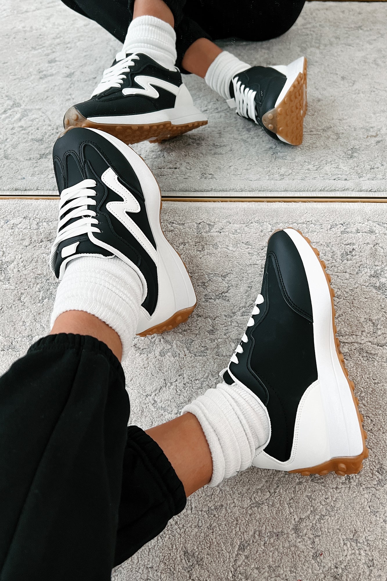 Cole Lace-Up Sneaker (Black/White) - NanaMacs