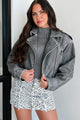 Diamond In The Rough Washed Faux Leather Moto Jacket (Black) - NanaMacs