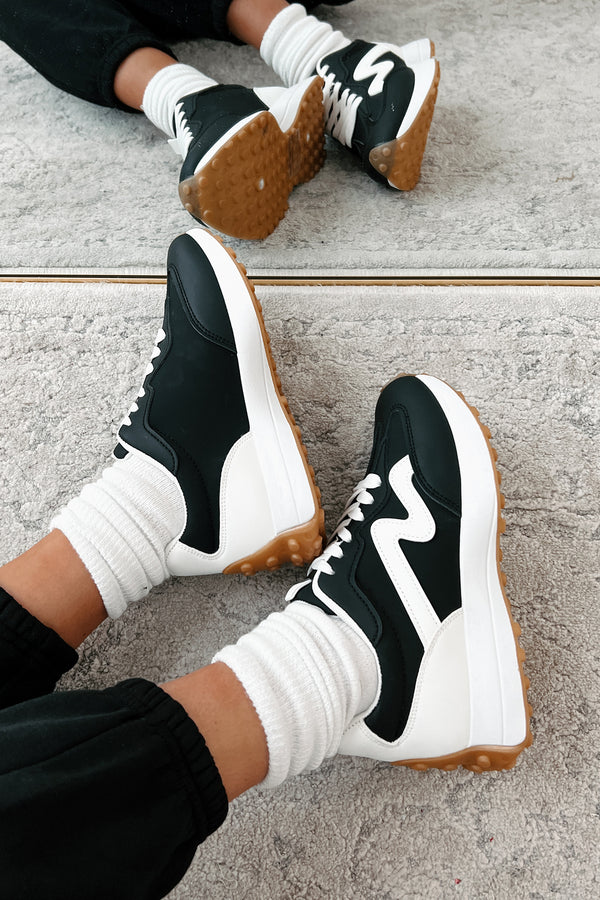 Cole Lace-Up Sneaker (Black/White) - NanaMacs