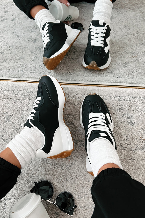 Cole Lace-Up Sneaker (Black/White) - NanaMacs