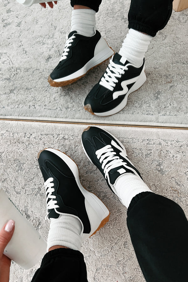 Cole Lace-Up Sneaker (Black/White) - NanaMacs