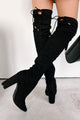 Brand New Attitude Faux Suede Thigh High Boots (Black) - NanaMacs