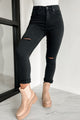 Harlem High Rise Distressed Slim Straight Risen Jeans (Black) - NanaMacs