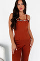 Crisp Leaves Ribbed Knit Tank Top (Rust) - NanaMacs