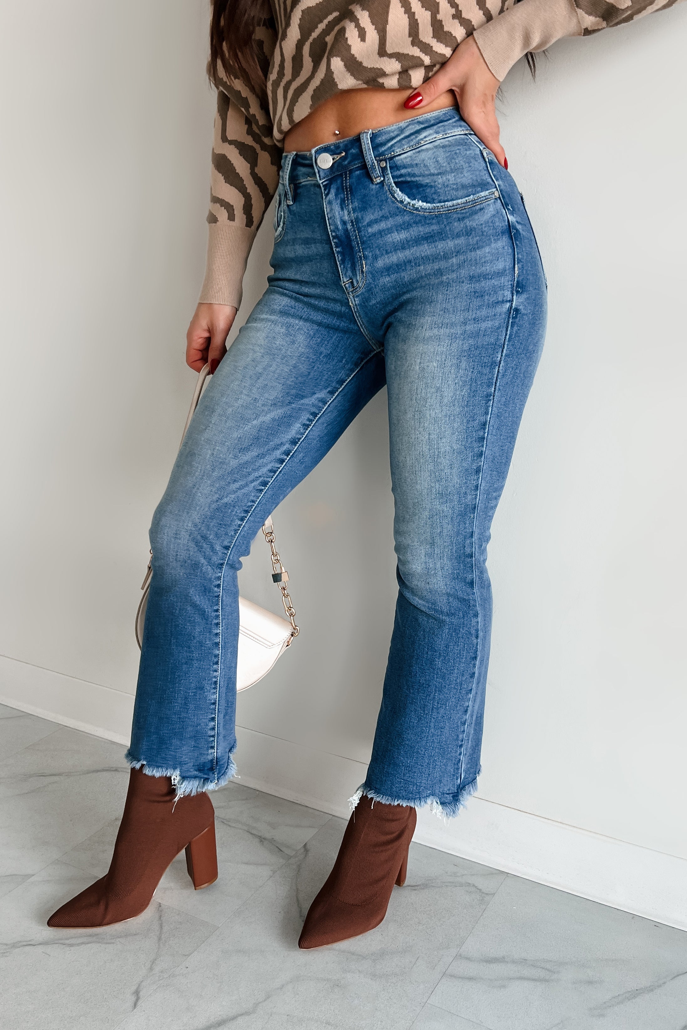 Karina High Rise Crop Flare Risen Jeans (Medium) - NanaMacs