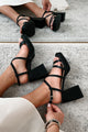 Aniston Strappy Platform Heeled Sandals (Black) - NanaMacs