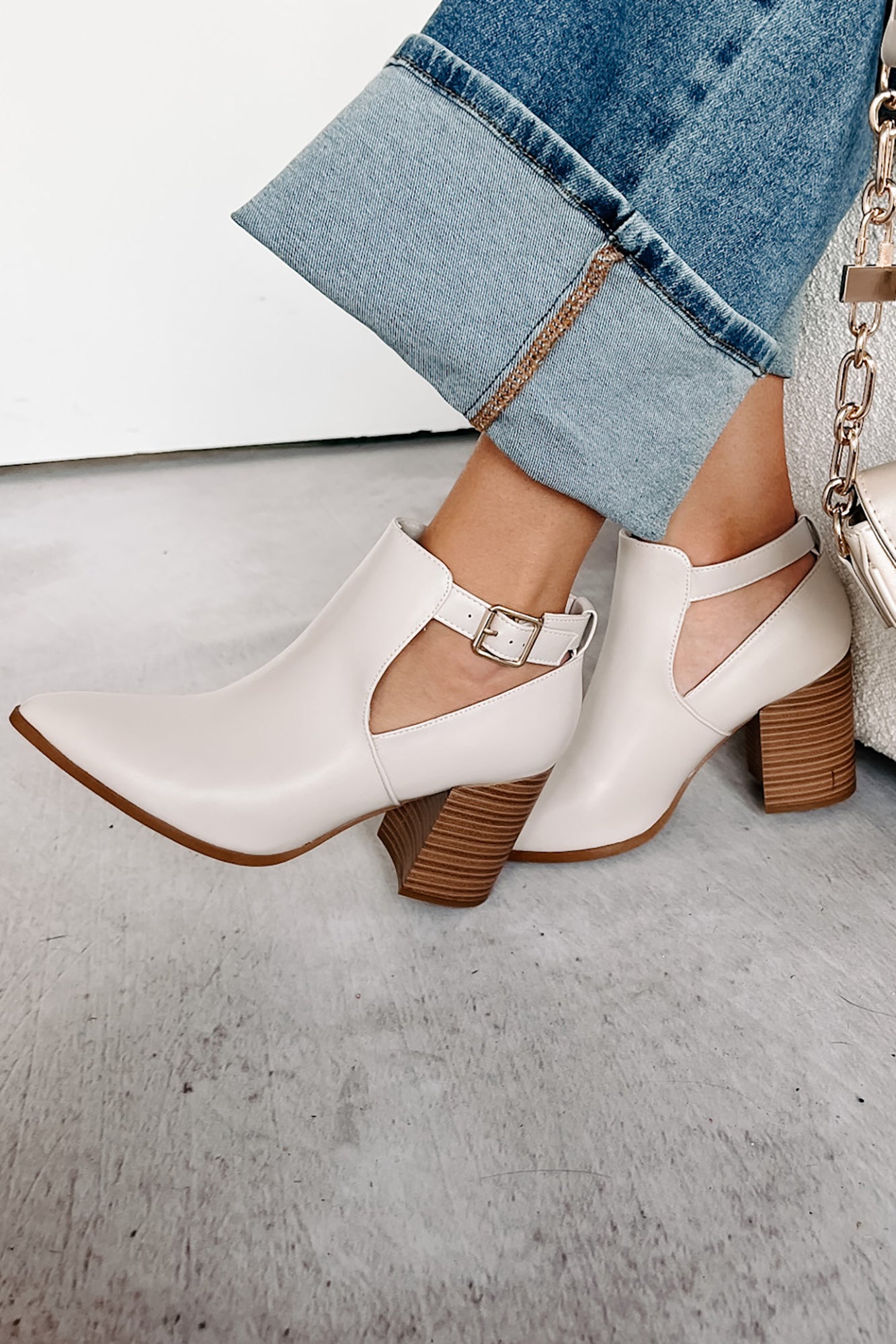 Almost There Cut-Out Ankle Booties (Ivory) - NanaMacs