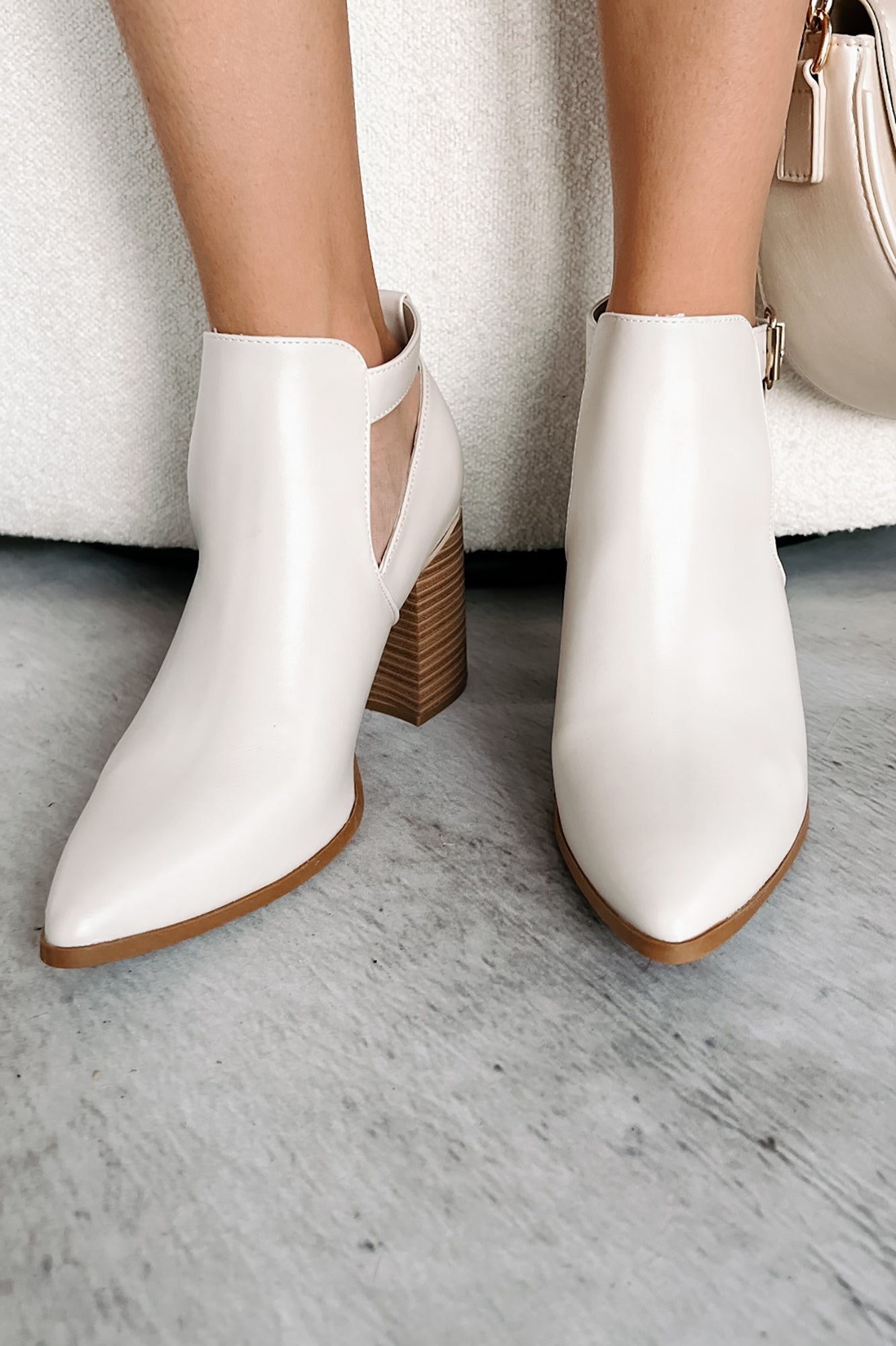 Almost There Cut-Out Ankle Booties (Ivory) - NanaMacs