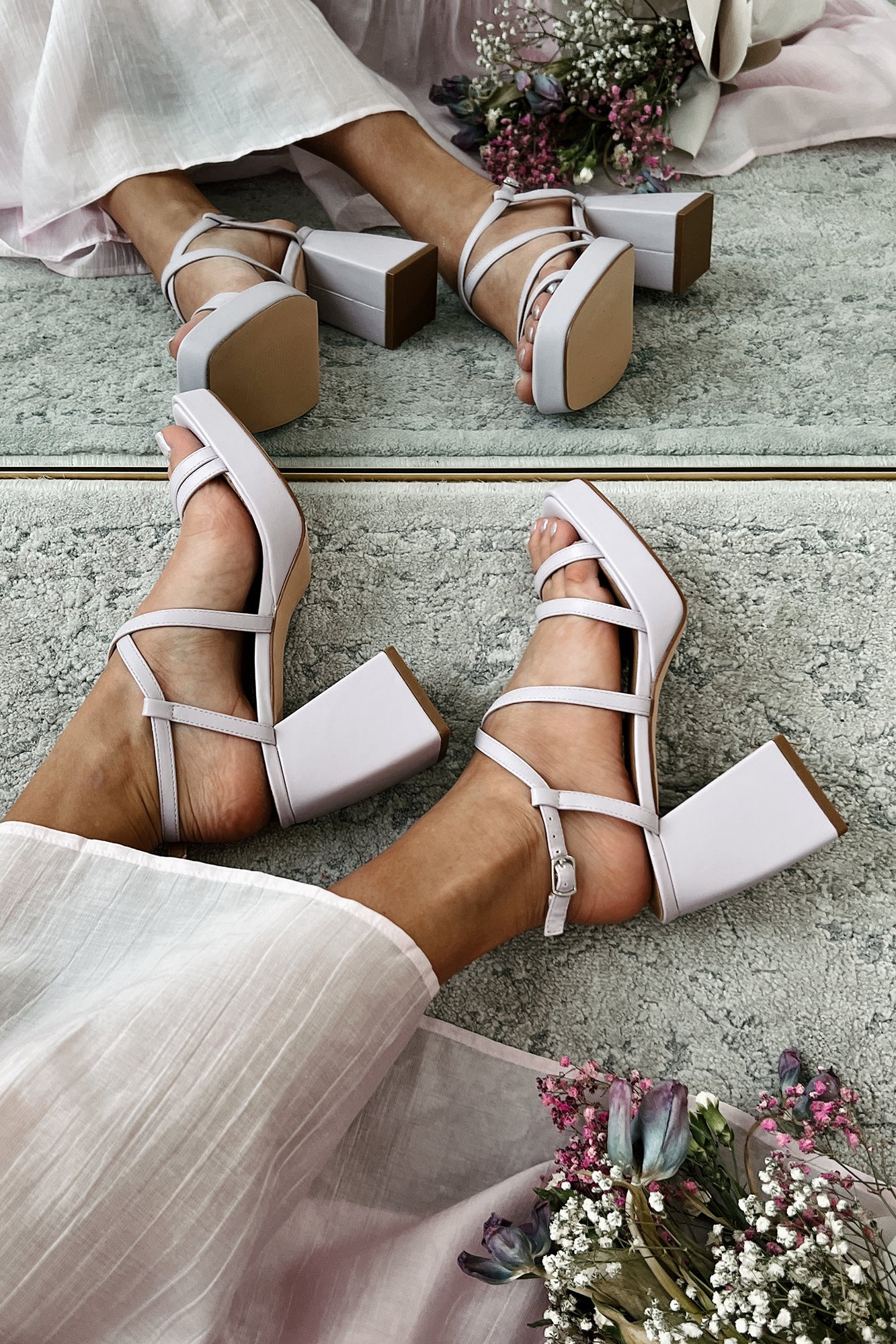 Aniston Strappy Platform Heeled Sandals (Lavender) - NanaMacs