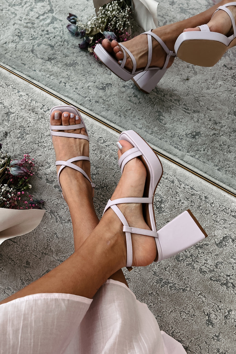 Aniston Strappy Platform Heeled Sandals (Lavender)