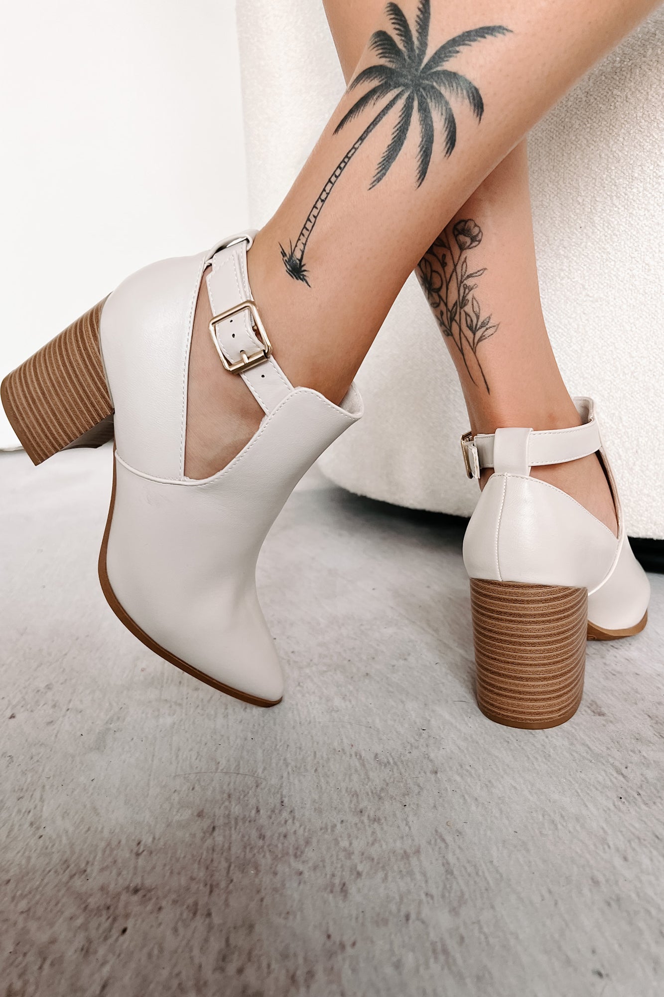 Almost There Cut-Out Ankle Booties (Ivory) - NanaMacs