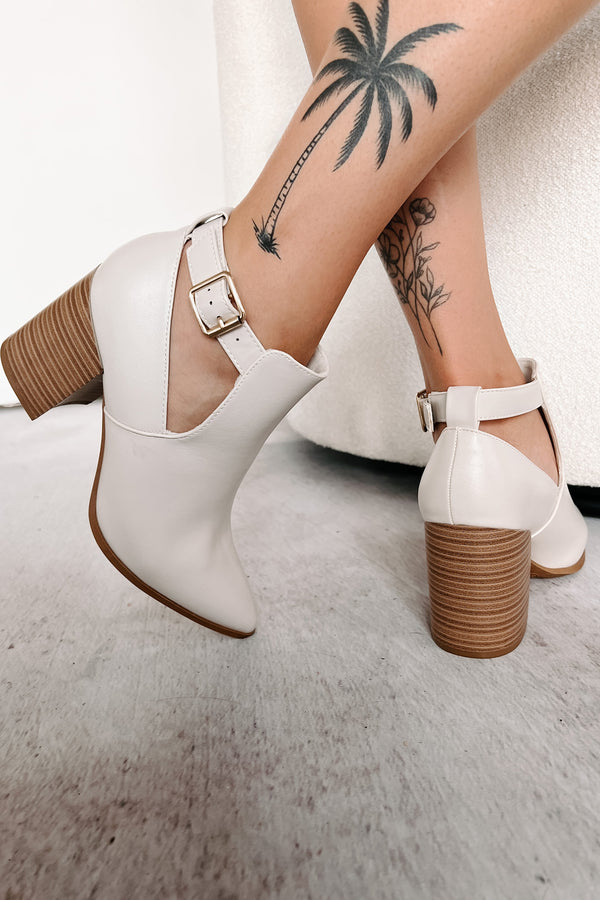 Almost There Cut-Out Ankle Booties (Ivory) - NanaMacs