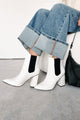 Side Stepping The Issue Pointed Toe Booties (White) - NanaMacs