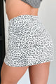 Attitude On Point Leopard Print Denim Skirt (White/Black) - NanaMacs