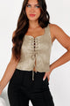 Style Disruptor Faux Suede Lace-Up Top (Olive) - NanaMacs