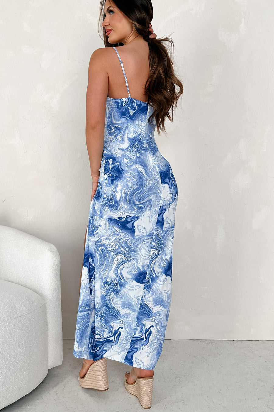 Mercurial Mood Printed Maxi Dress (Blue)