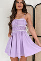 If You're Willing Shirred Side-Tie Mini Dress (Lavender) - NanaMacs