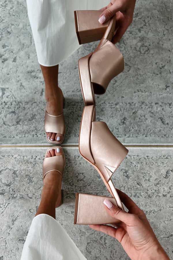 Cosmic Karma Platform Heeled Sandals (Rose Gold) - NanaMacs