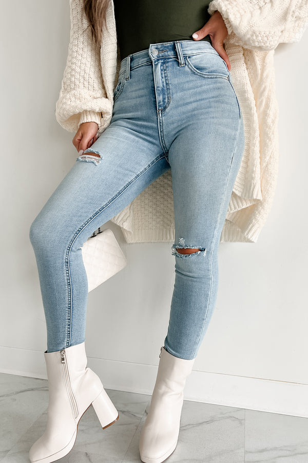 Darcy Sneak Peek High Rise Crop Skinny Jeans (Light Wash) - NanaMacs