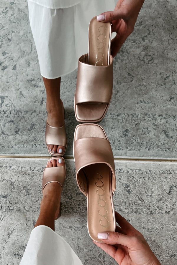 Cosmic Karma Platform Heeled Sandals (Rose Gold) - NanaMacs